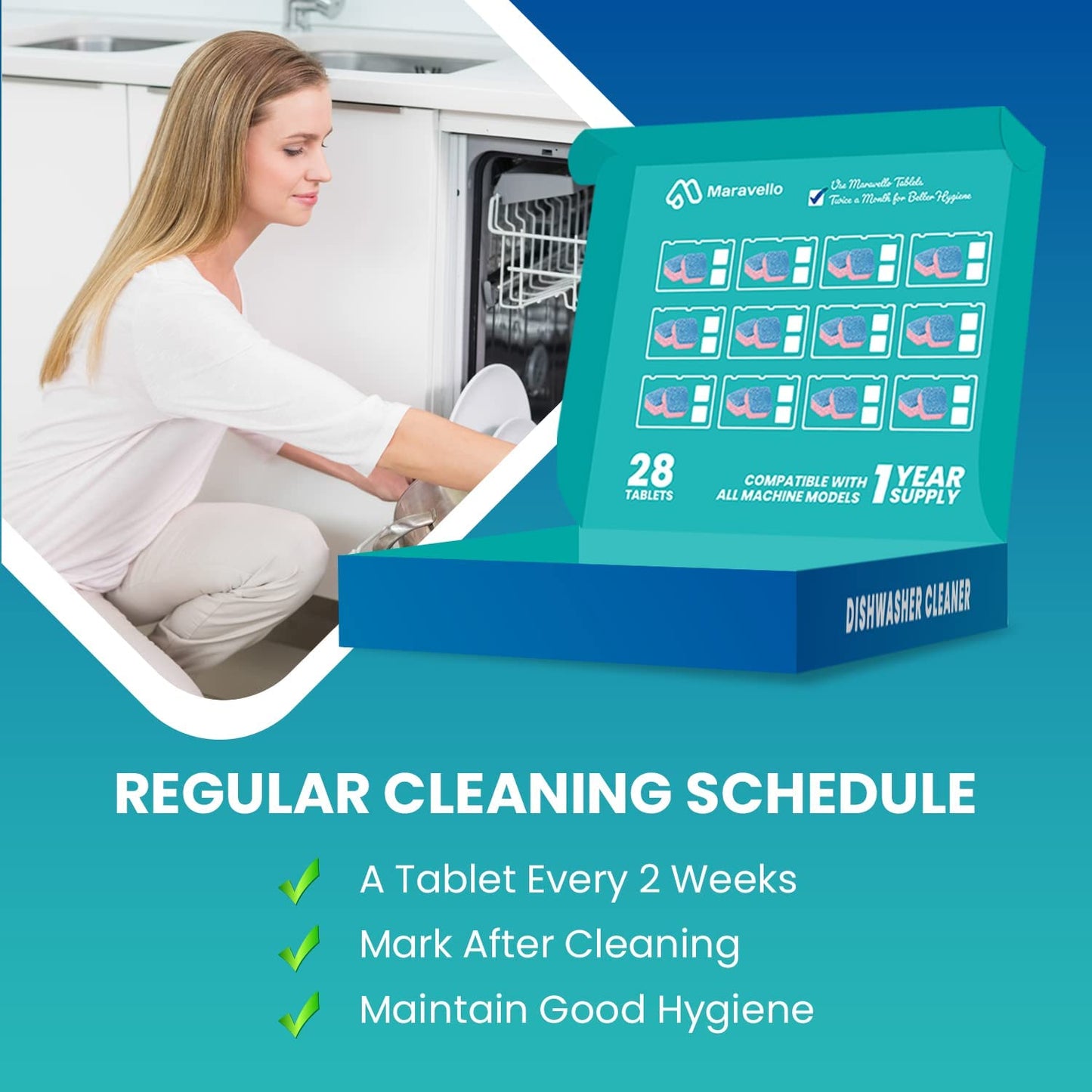 Maravello Dishwasher Cleaner, 28 Tablets