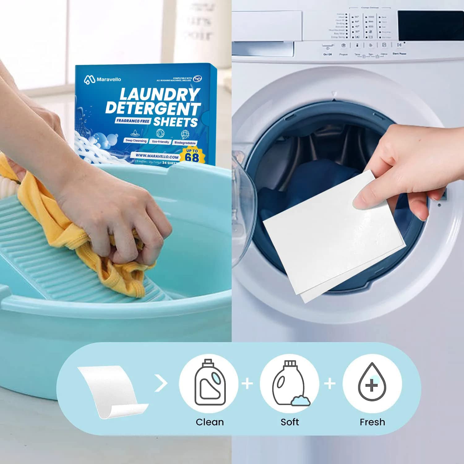 Laundry Soap Sheets (Travel Size) - Fragrance Free (6 Loads) | Kind Laundry 1 Pack